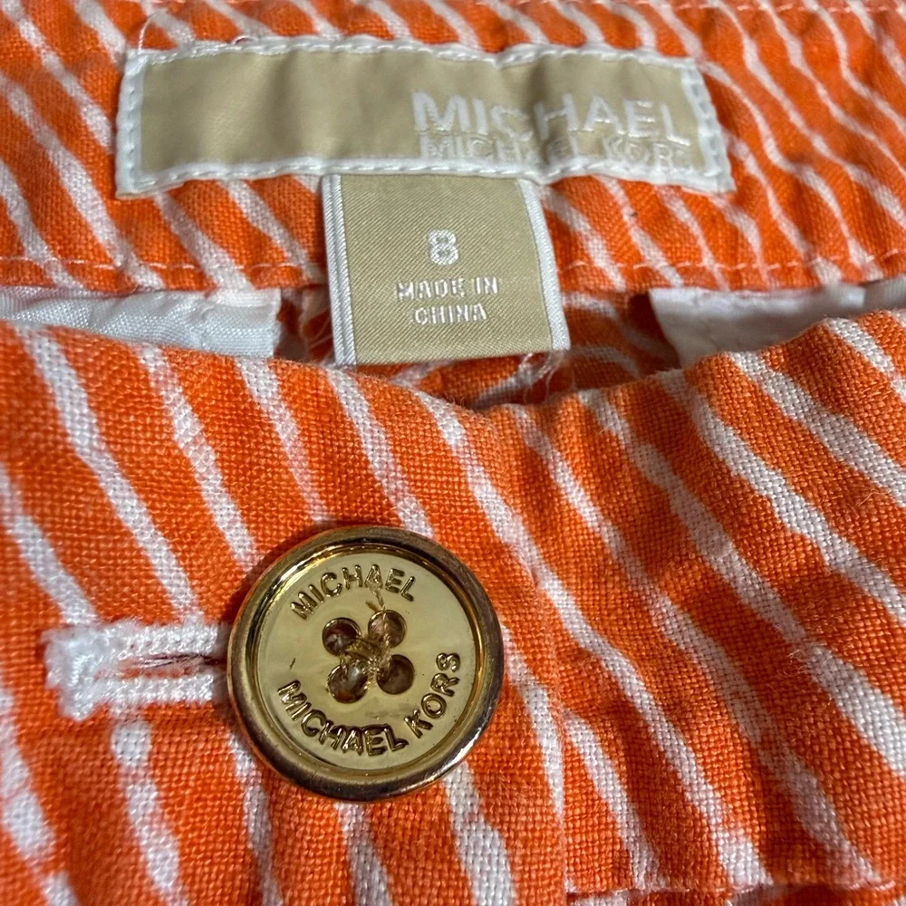 MICHAEL Michael Kors‎ Linen Stripe Shorts – Orange & White 🧡🤍